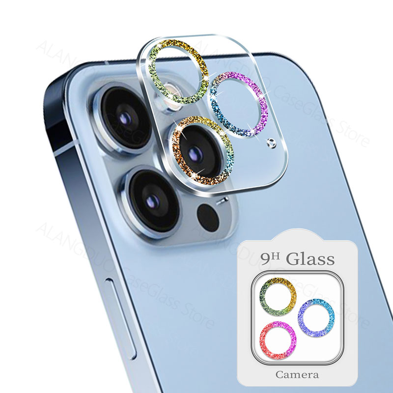 Camera Lens Tempered Glass For iPhone 11 12 13 Pro Max Screen Protector On For iPhone 12 11 13 mini Glitter Camera Prote