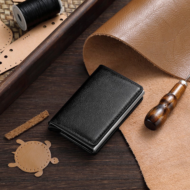 Card Holder Purse Wallets Rfid Shield Anti-theft Brush Ultra-thin Credit Card Aluminum Alloy Card Bag Metal Men's Multi-card Wallet