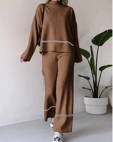 Damen-Frühlings-Freizeitpullover, lockeres und bequemes Design, Mikro-Schlaghosenanzug für Damen