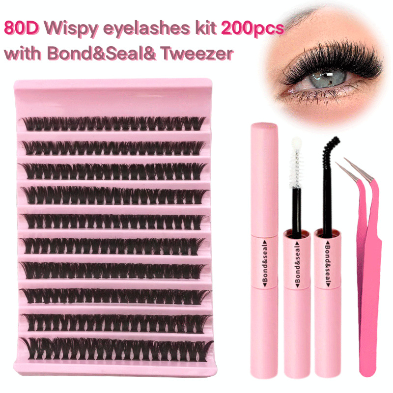 Cross border hot selling 80D eyelashes thick curling 10 rows of large capacity single cluster DIY self grafted segmented false eyelashes