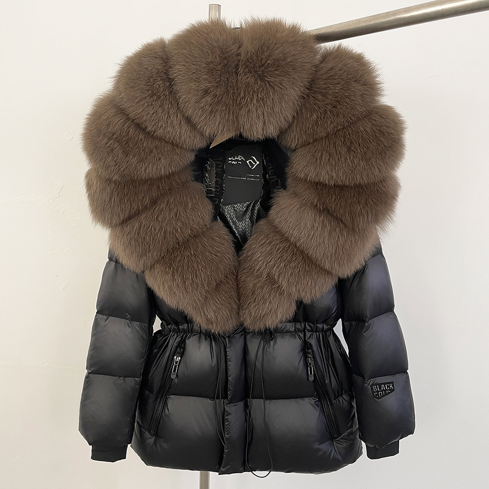 Women's Clothing Luxury Winter Women's Goose Down Coat With Fox Fur Trim Hooded Long Parka Jacket - Detachable Faux Fur Collar, Windproof & Warm