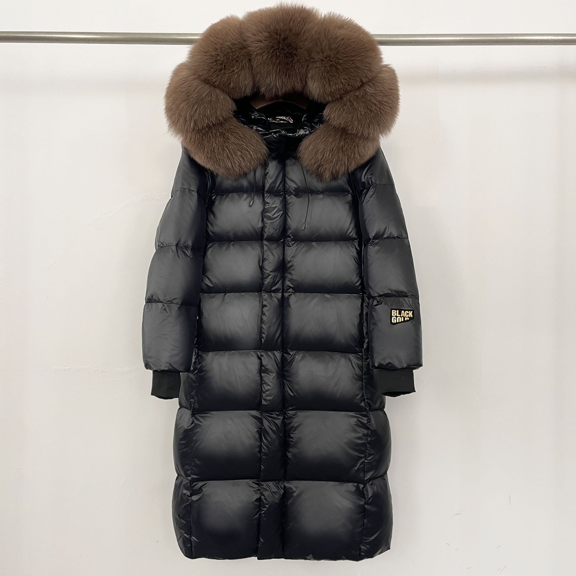 Women's Clothing Women's Long Hooded Down Jacket With Fox Fur Trim, 90% Goose Down, Water-Resistant Nylon, Elegant & Warm Winter Coat