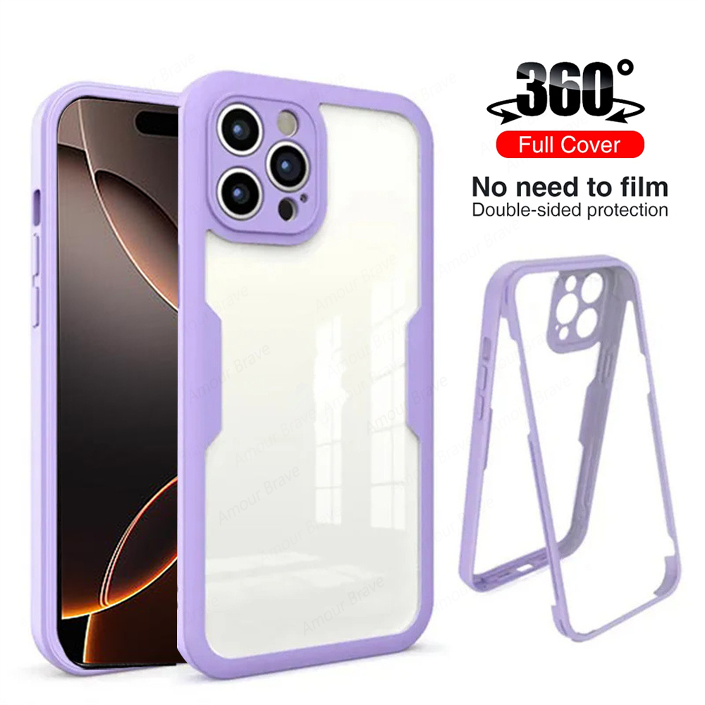 360 Full Body Phone Case For IPhone 16 15 14 13 12 11 Pro Max Plus Clear Shockproof Front Back Protection Cover Phone Accessorie