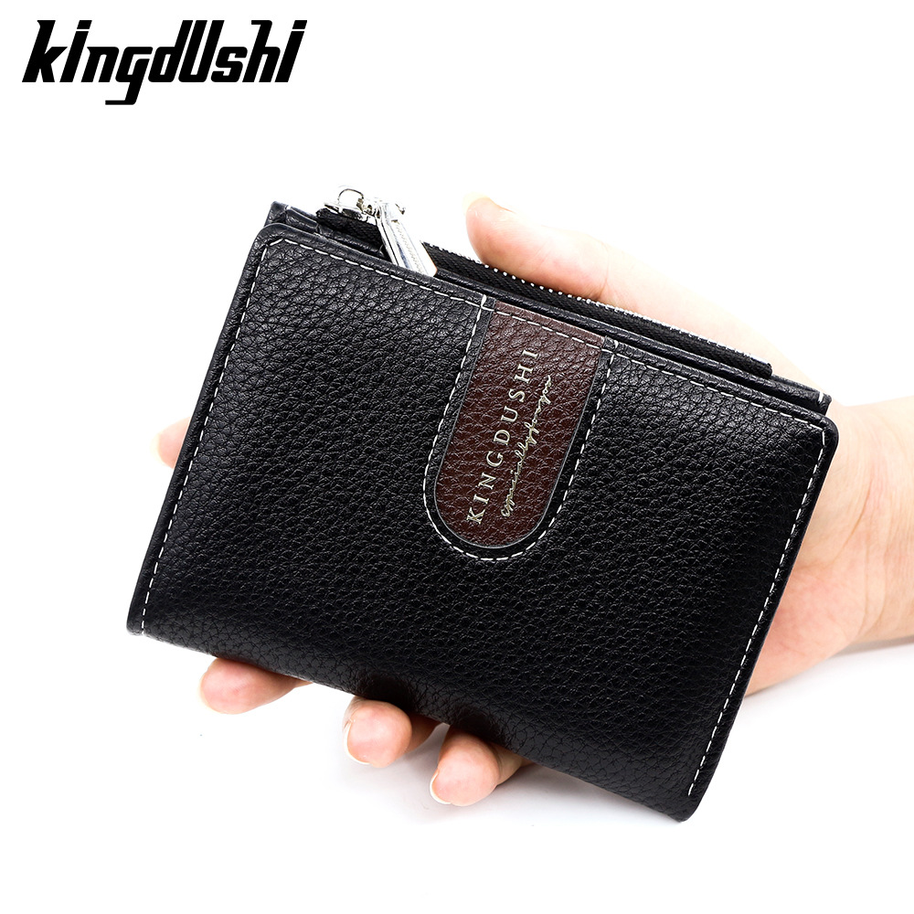 Wallet Card Cases Wallet Men's Short Leather Multi Card Slots Two Fold Zipper Coin Purse Litchi Material Card Holder