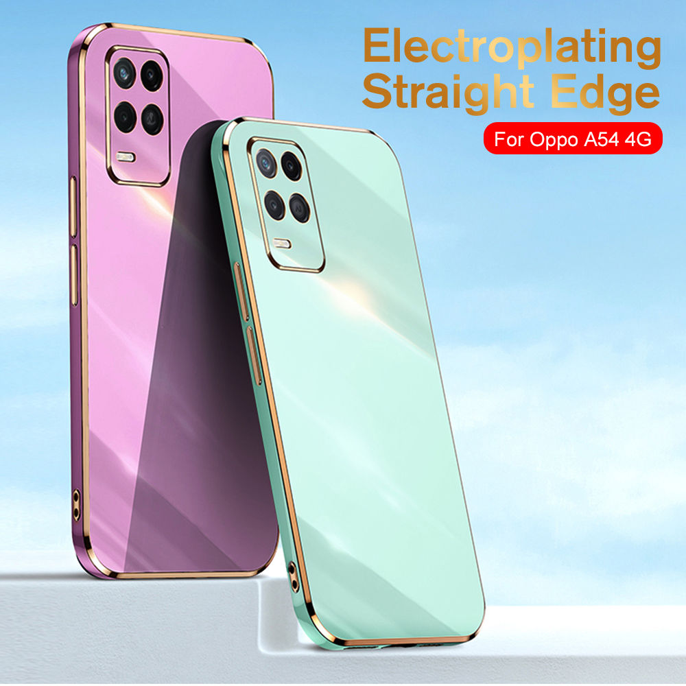 Plating Square Frame Silicon Case For oppo a54 a74 a94 a95 f19 reno 5lite 5f realme 9i 8 pro gt master c21 Protection Back Cover