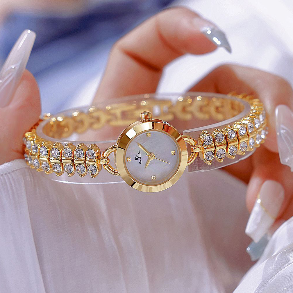 Uhr Luxus Gold Kleine Kette Quarz Uhren Für Frau Hand Uhr Mit Diamanten