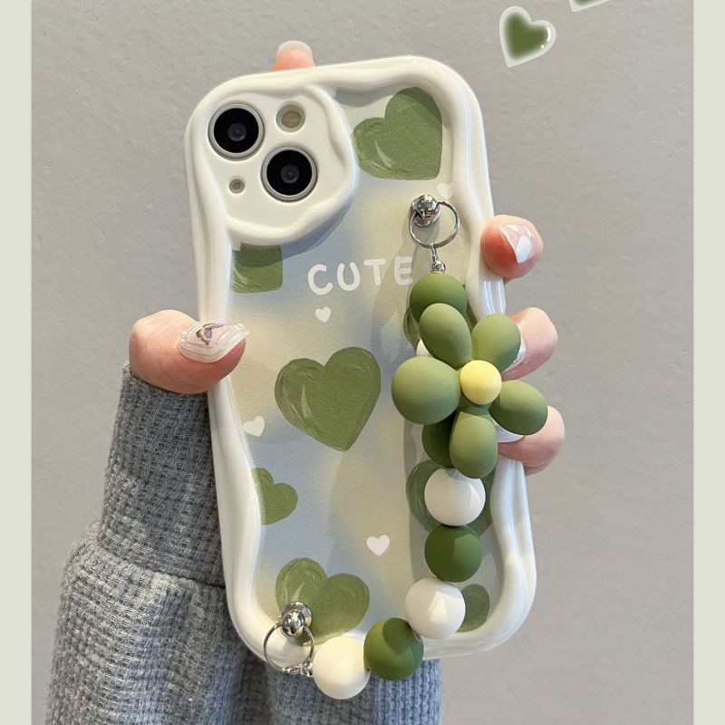 for Tecno Spark GO 2024 10C 10 20C 8C 9 Infinix Smart 8 7 6 5 hot note 40i 40 30 30i 20 12 pro Plus 2023 vip HD aesthetic Green flower bracelet  case