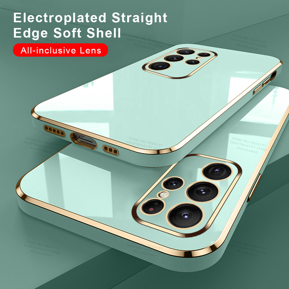 Luxury Electroplated Cover Case For Samsung S22 Ultra Plus Soft Silicone Lens Protection For Samsung