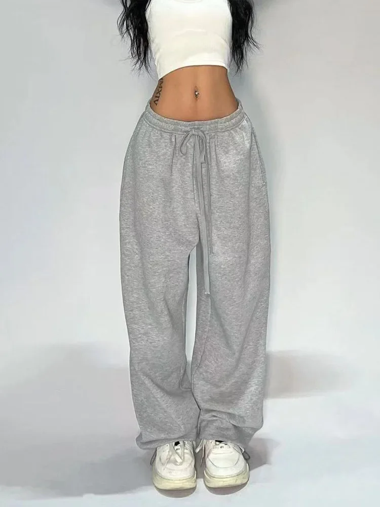hot selling Deeptown Casual Gray Sweatpants Women Wide Leg Black Joggers Classic Baggy Streetwear Oversized Sports Female Trousers