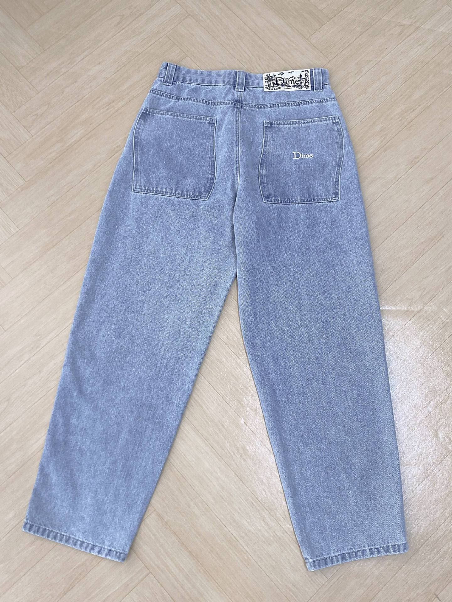 European And American Cross Border Retro American Light Colored Letter Embroidery Trendy Loose Straight Jeans Men's And Women's Casual Trousers