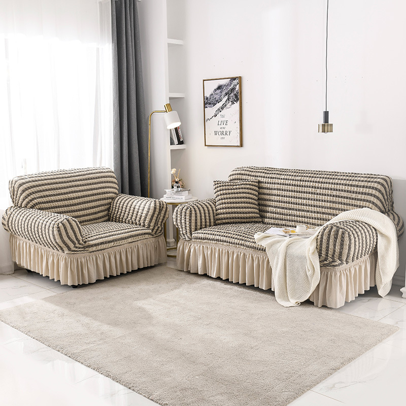Bubble Gauze Skirt Style Sofa Cover High Weight Full Cover Elastic Sofa Cover Universal Full Cover Combination Sofa Cover Towel