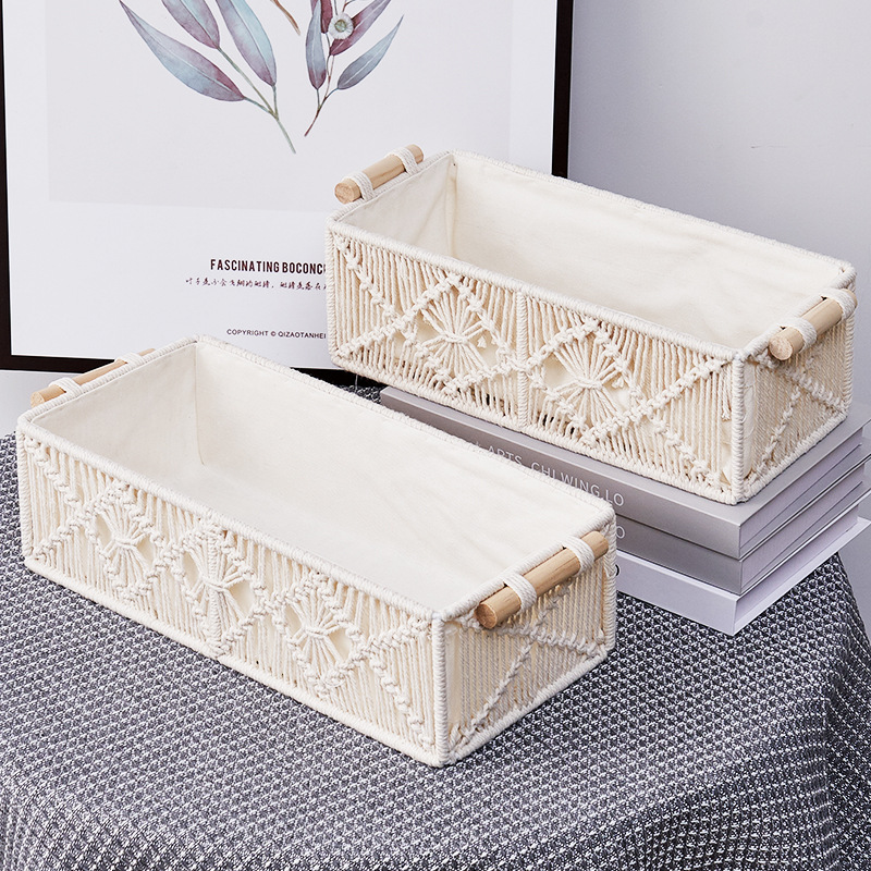 Woven storage box Household woven dustproof storage box Toys and snacks storage basket Desktop storage box