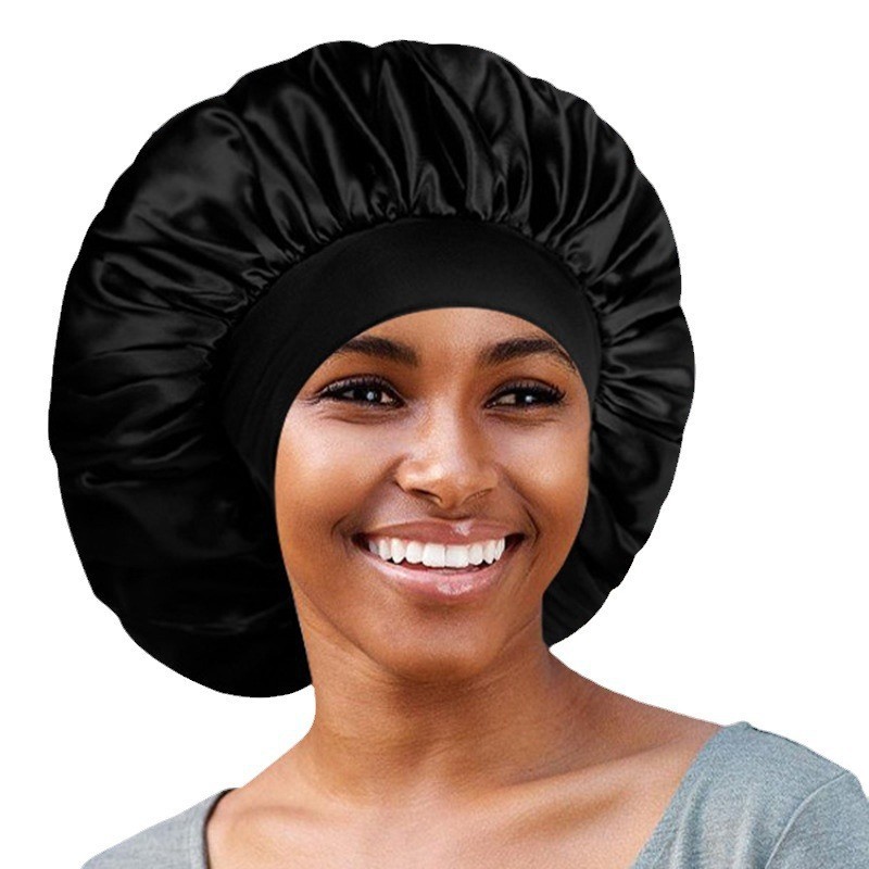 Wide brimmed satin elastic sleeping cap men and women adult beauty hair care cap chemotherapy cap