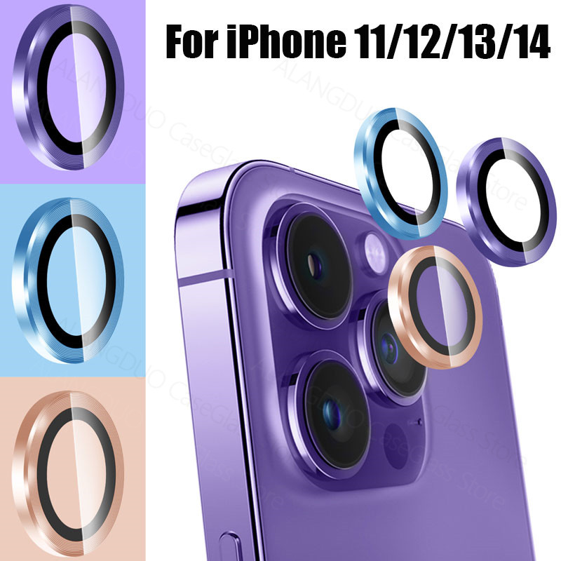 For iPhone 14 13 12 11 Pro Max Camera Lens Protectors Camera Metal Ring Glass for iPhone 14pro max 13mini 13pro Protecti