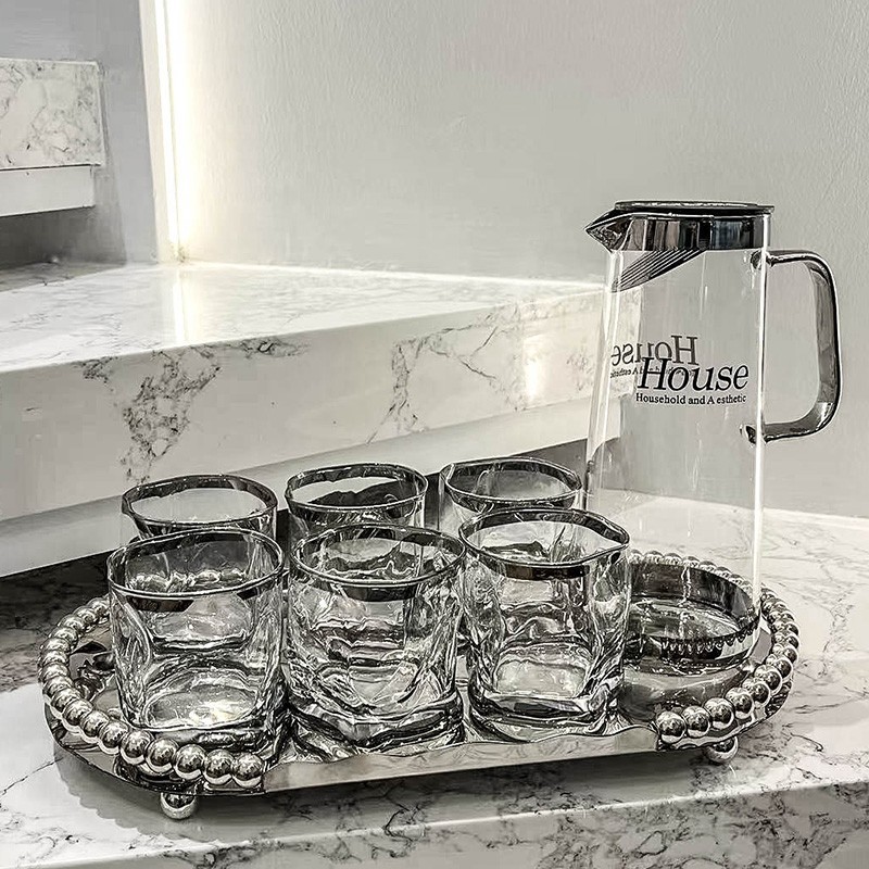 Home Furniture luxury high grade glass water cup home living room entertaining guests with drinking water tea cup heat resistant cup water set