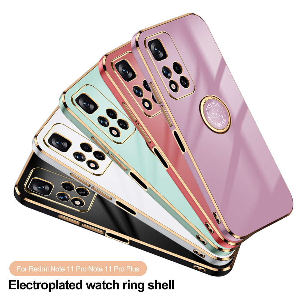Ring Holder Plating Silicone Phone Case For Xiaomi Redmi 11 Pro Plus 10 Pro Max 11 10 Pro Note 10