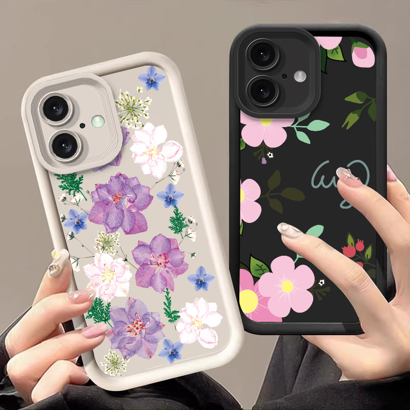 Roses And Orchids For IPhone 16 11 13 14 12 Pro Max 15 Plus SE 2020 X XR XS Max 8 7 Plus Mini Black Soft Silicone Phone Case