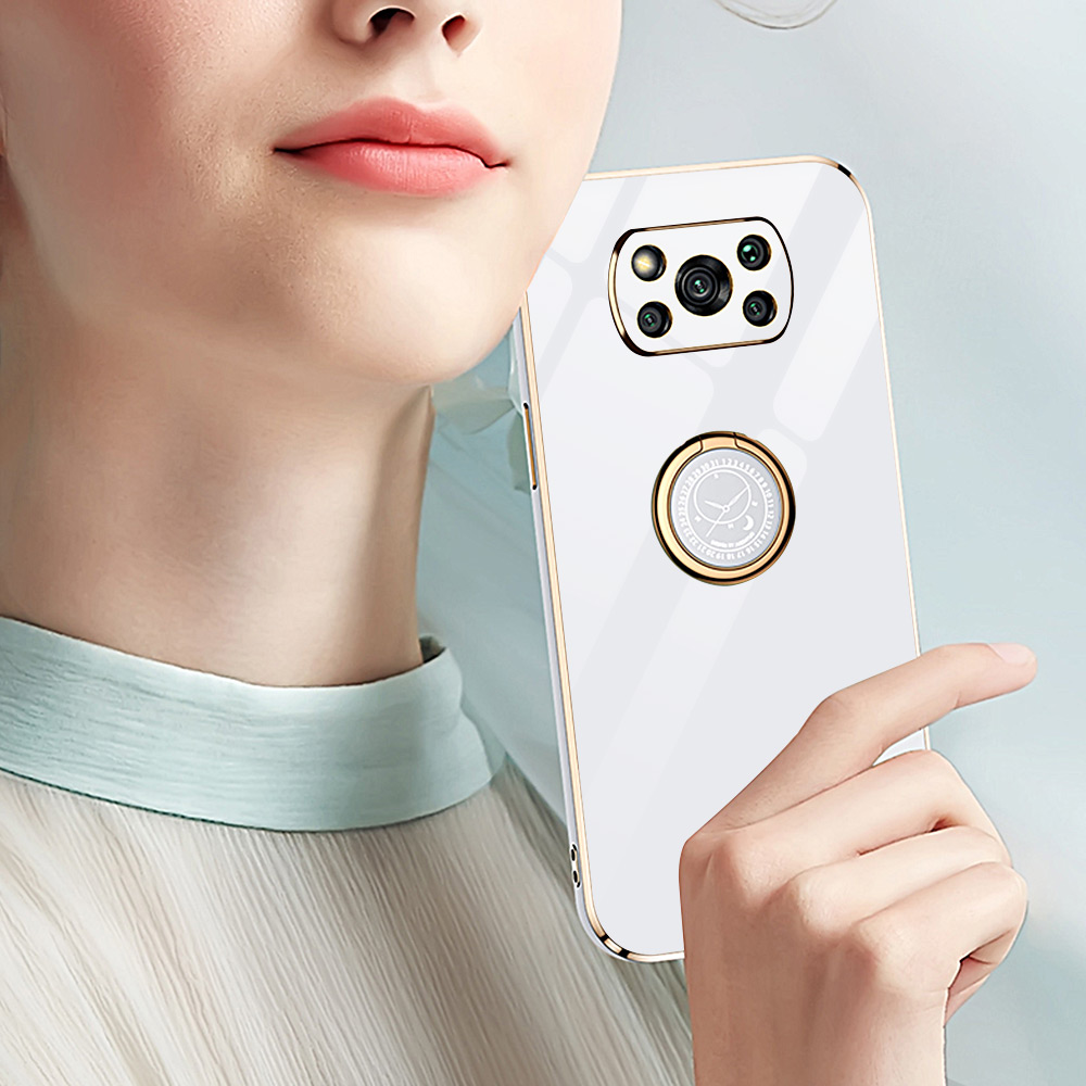 Funda For Xiaomi Poco M4 Pro 5G X3 Pro F3 M3 Luxury Plating Phone Case For Poco M3 Pro X3 NFC Back Cover With Ring Holde