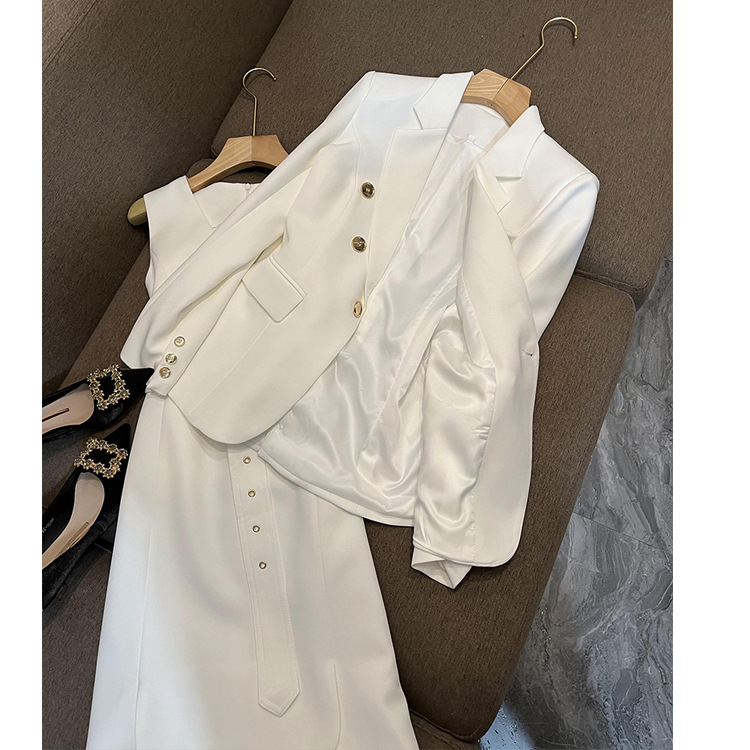 Women's Clothing Women's Fashion Suit White Vest Skirt Temperament Jacket Two-piece Set Look Slim and Young
