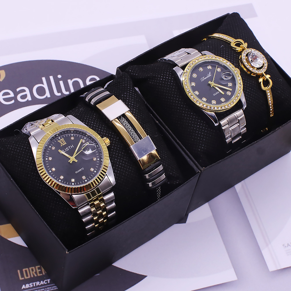Couples Wrist Watch Set Couples Watch Men's And Women's Watch Bracelet Waterproof Quartz Watch