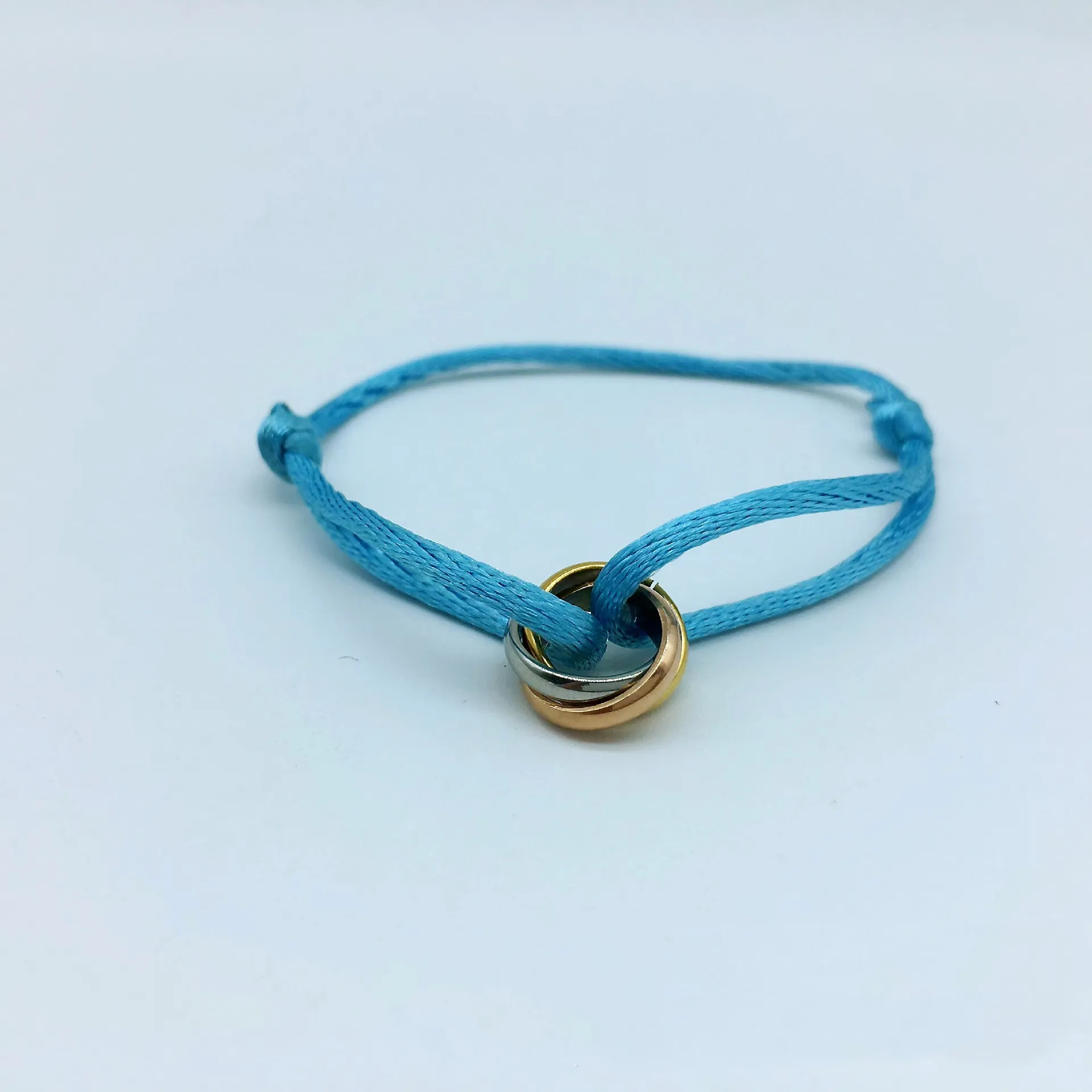 Designer Jewelry Stainless Steel 3 Metal Buckle Ribbon Lace Up Chain Multicolor Adjustable Size Bracelet For Women Man