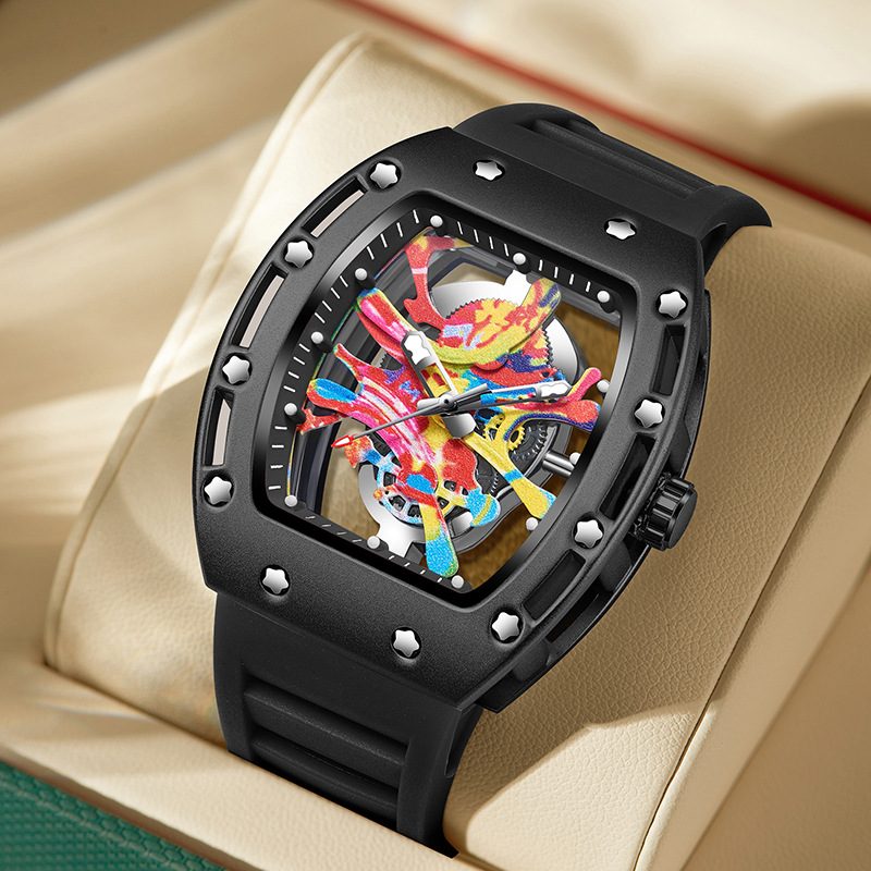 watch men's sports fashion watch luminous waterproof wine barrel quartz watch men's watch