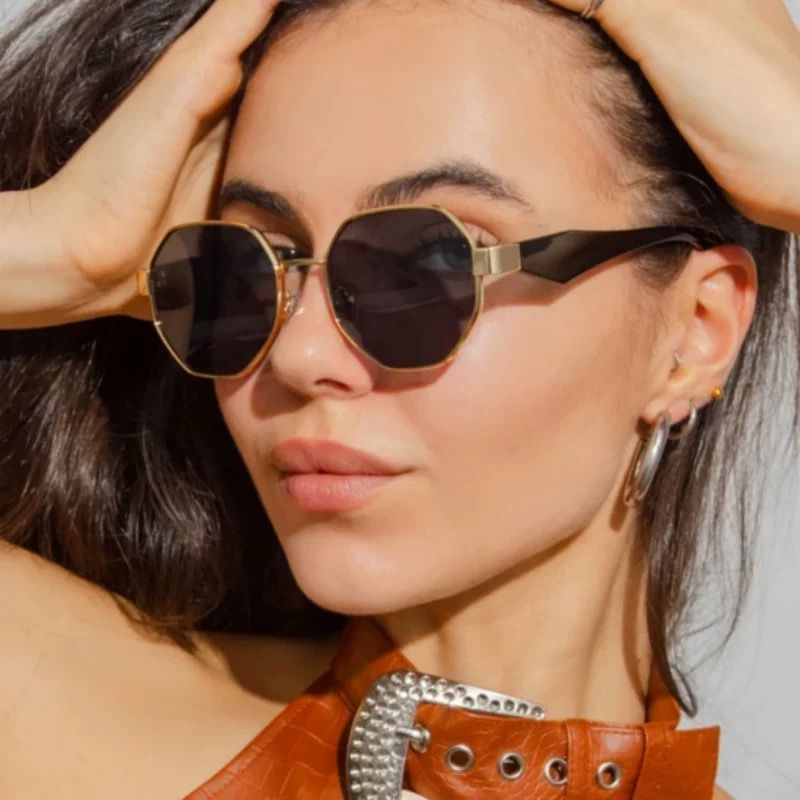 Large Frame Polygonal Round Sunglasses Men's And Women's Full Frame Fashion Sunglasses