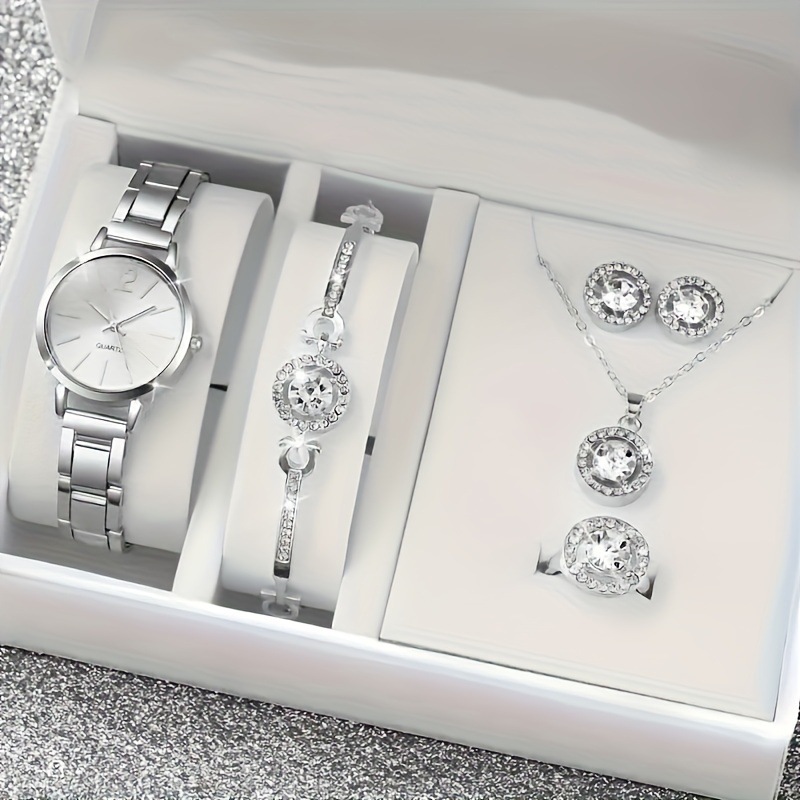 Women's Watches Small Dial Silver Compact Steel Belt Five-piece Women's Jewelry Five-piece Set