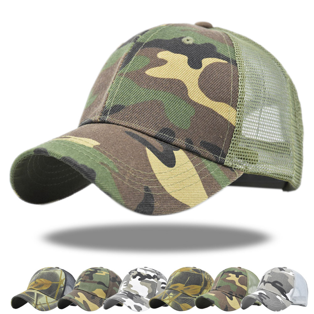Unisex Camouflage Baseball Cap, Camouflage Mesh Cap, Summer Breathable Duckbill Cap, Mesh Duckbill Cap, Student Baseball Cap, Sun Visor Cap