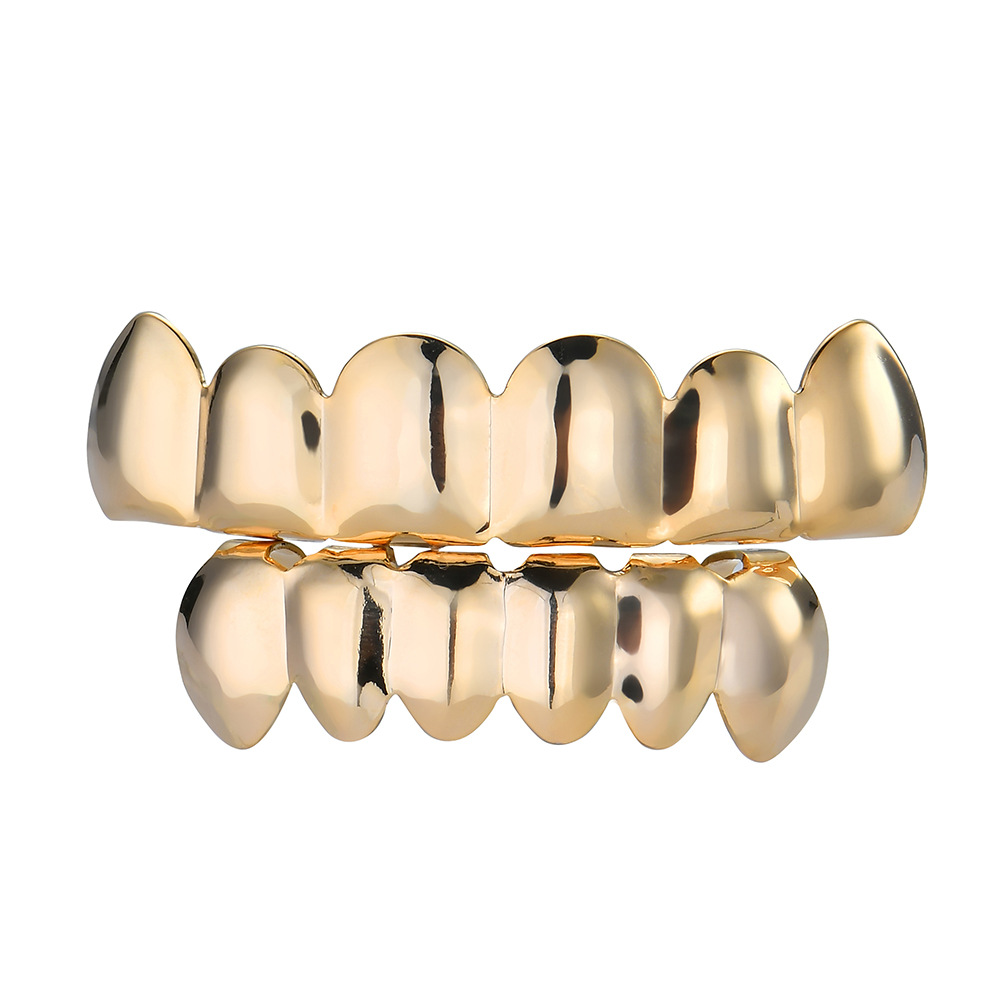 gold plated teeth hip hop braces glossy gold braces singer trendy decorative braces grillz Halloween