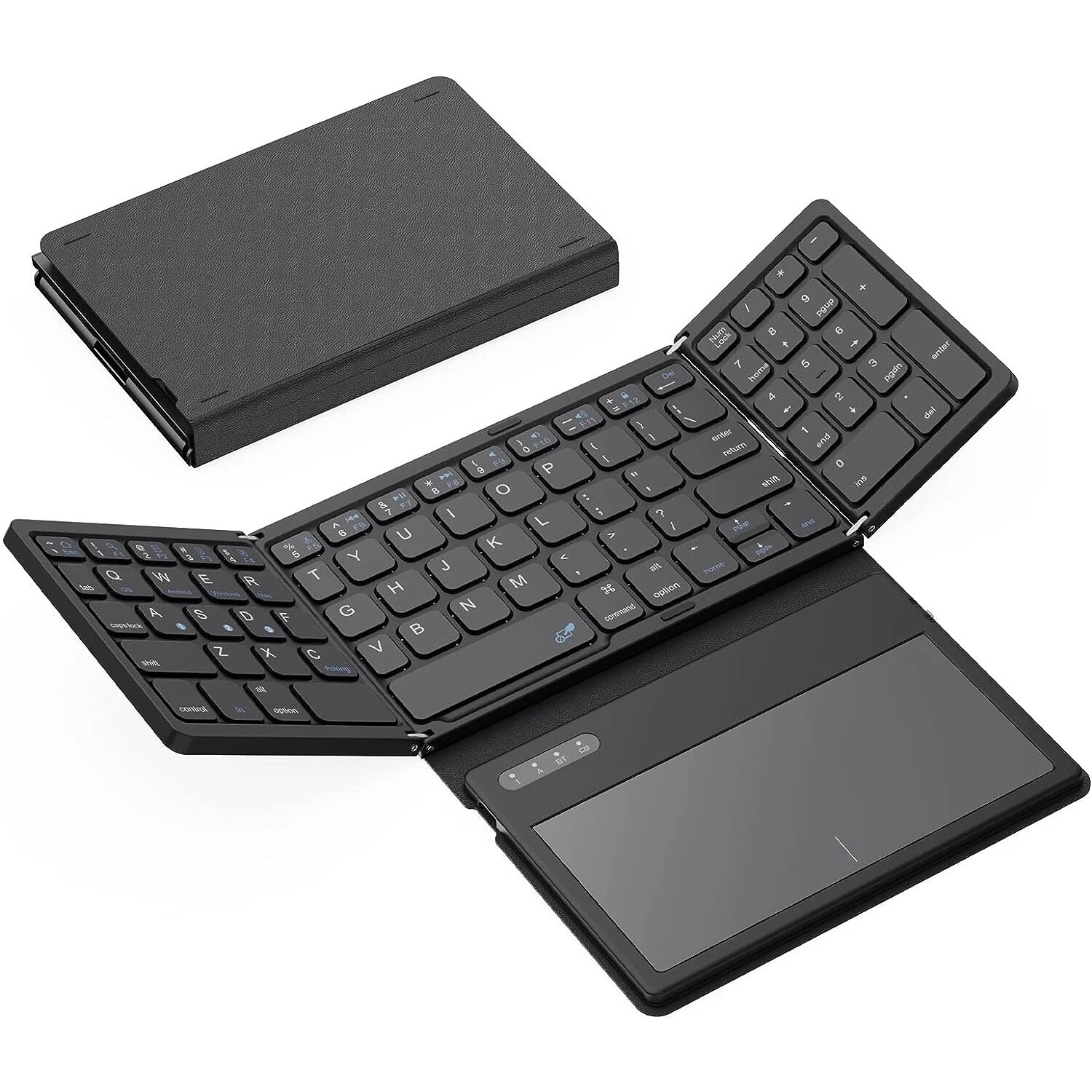 Foldable Bluetooth Keyboard Portable Full Size Folding Keyboard with Touchpad Wireless Travel Keyboard for Windows/iOS/Android