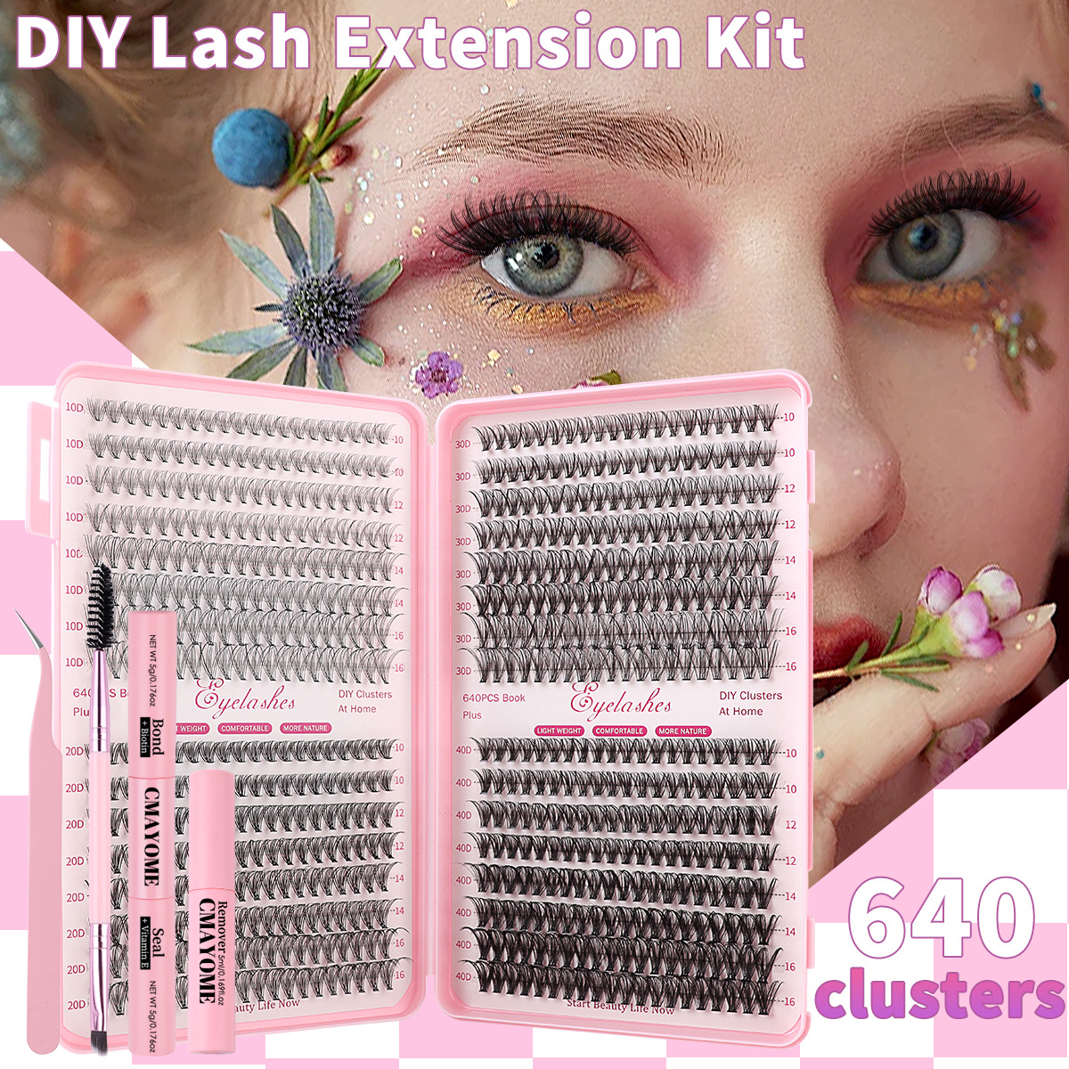 Cross border DIY single cluster eyelash book 10D20D30D40D50D60D natural thick D curved segmented false eyelashes
