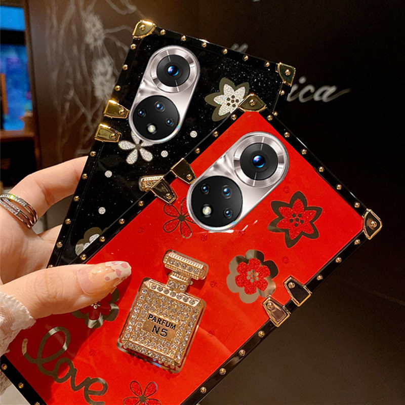 Luxury Diamond Perfume Bottle Case For Huawei Honor 10i 8X 9X 20 Lite 30 50 60 Nova 9 Pro Square Soft Protective Phone C