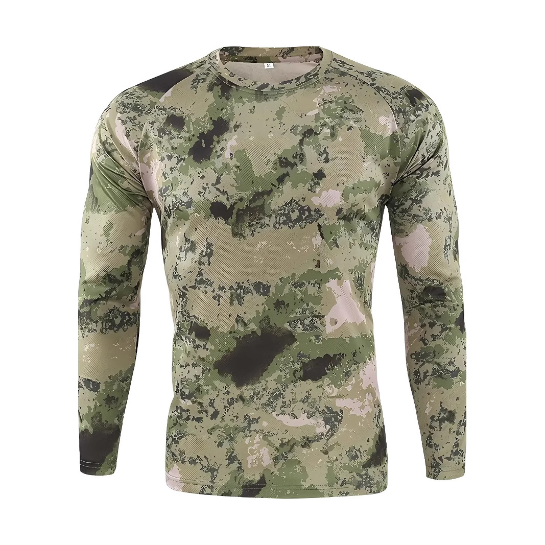 Herren Sport Camouflage Langarm Rundhals Schnelltrocknend Langarm Sommer Fahrradbekleidung Herren T-Shirt