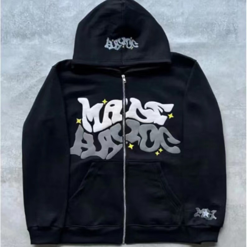 2024 Dark Sweatshirt Men's and Women's Hoodies Gothic Couple Harajuku Large Size Printed Zipper Hoodie