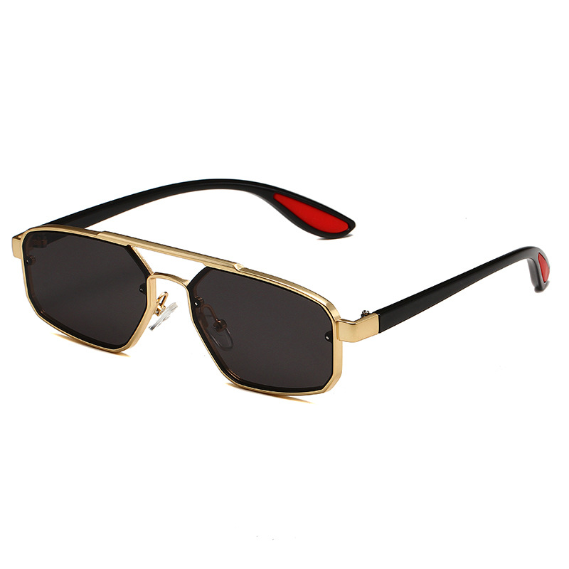 POLYGON EDGE – Unisex-Sonnenbrille mit Doppelstrahl (geometrischer Metallrahmen, Street Fashion-Sonnenbrille, Verkaufsschlager)