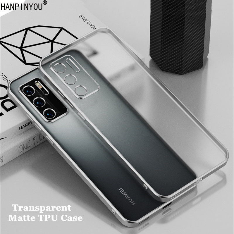 Plating Frame Transparent Matte Anti Fingerprint TPU Case For Huawei P50 P50E P40 Pro Airbag Anti-drop Full Cover Shell