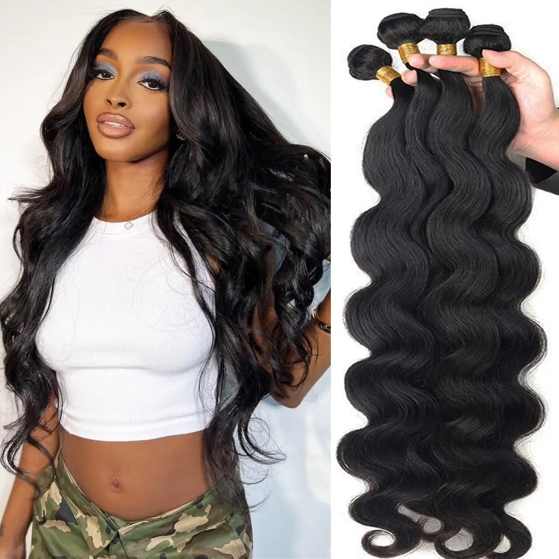 Loose Body Wave Remy Human Hair Bundles Unprocessed Virgin Water Wave Extensions Deal