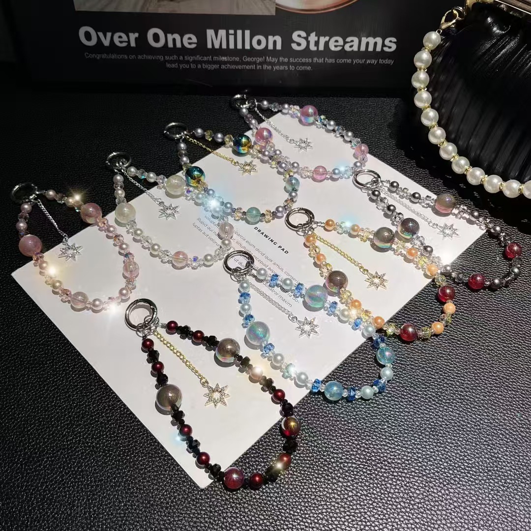 Phone Accessory Bundles & Sets High End Lanyard Wrist Crystal Beads Star Tassel Chain New Mobile Phone Lanyard Net Celebrity Pendant Jewelry