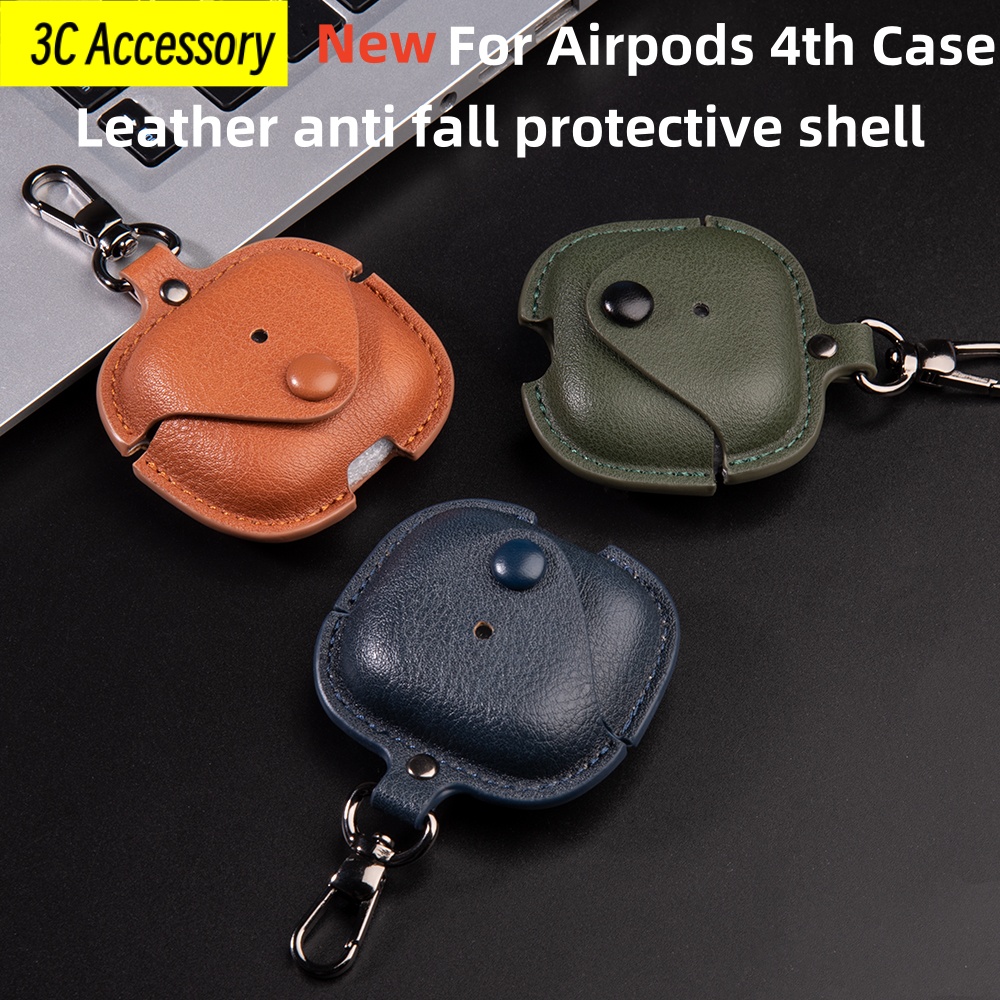 Case for Airpods 4th(2024)Capa Luxury Leather Design Anti Fall Protective for Men and Women 2024 Cases for Airpods 4 Cover Funda
