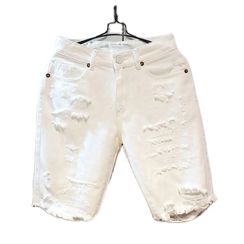 White Jeans Shorts Men All-match Fashion Slim Stretch Shorts Streetwear Hip Hop Shorts For Men