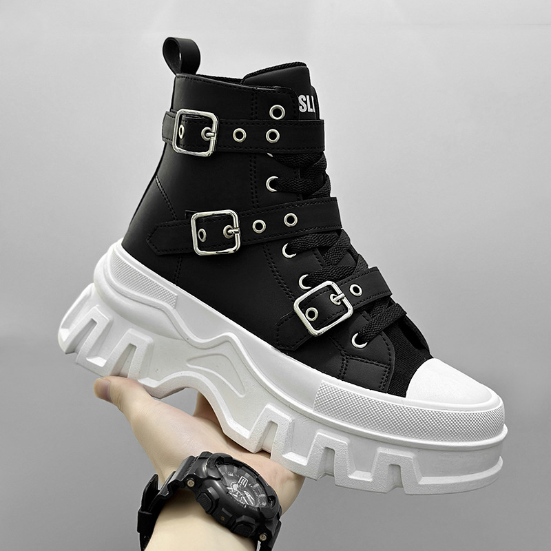 Men's Shoes Martin boots men's boots motorcycle boots thick sole belt buckle leather surface trend new boots large size shoes boots