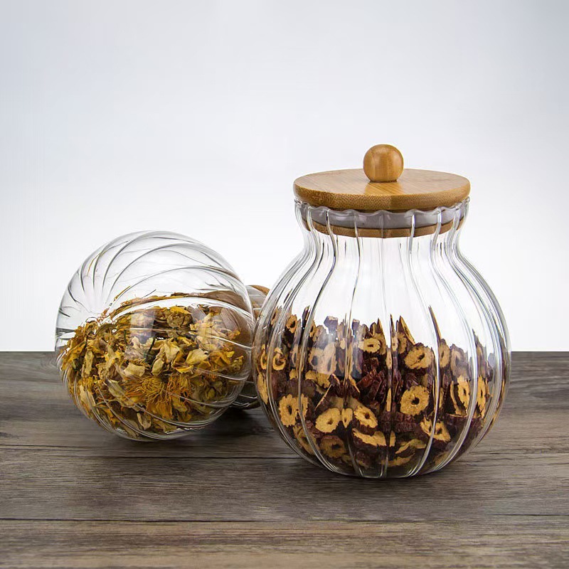 Striped Round Storage Jars - Airtight Containers For Dry Food, Tea, Nuts & Snacks | Large Capacity & Stackable Design