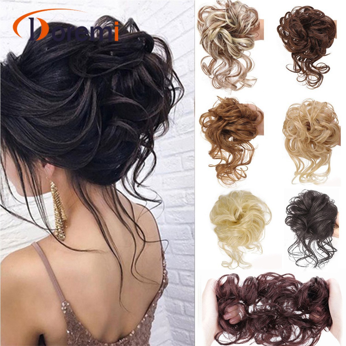 Hair Extensions Wig Hair Ring Ball Head High Temperature Silk Fluffy Messy Long Beard Ball Hair Bun 25cm