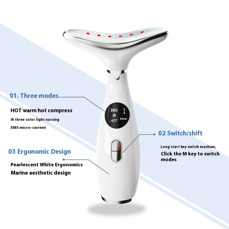 New beauty Neck beautifying Household massage instrument Colorlight EMS Three mode nine gear for neck lines weakening