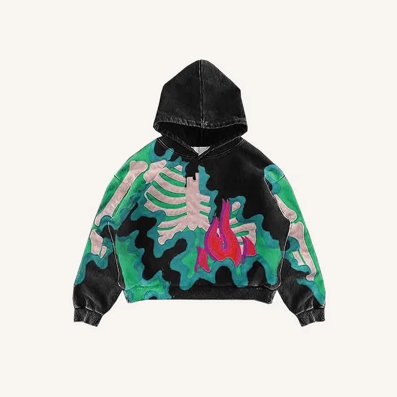 2025 Nouvelle Mode Gothique Harajuku Squelette Squelette 3D Sweat Capuche Imprimé Pour Garçons À La Mode Marque Sweat À Capuche