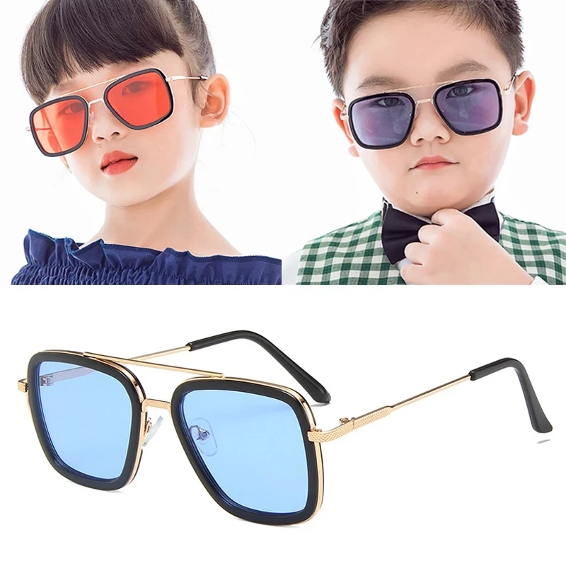 Fashion Fashion Glasses Tony Stark Children Fashion Girls Kids Sunglasses Shades 5-12 years old