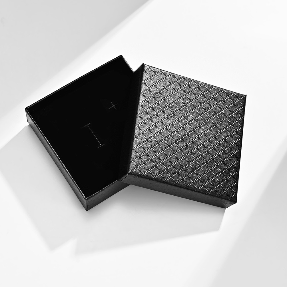Women's Jewelry Titanium Steel Ring Earring Gift Box Diamond Checkered Black Paper Packaging Box Pendant Set Jewelry Box