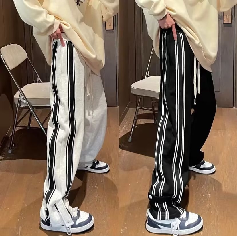 Spring casual men's new classic versatile trendy brand loose hanging straight leg three bar sports running basketball