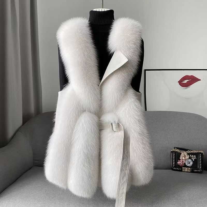 Women's Clothing Faux Fox Fur Vest Slim Fit Fashionable Solid Color Coat Trendy Faux Fur Jacket Faux Fox Fur Vest Slim Fit Coat (Sizes M/ L/ XL/ 2XL)